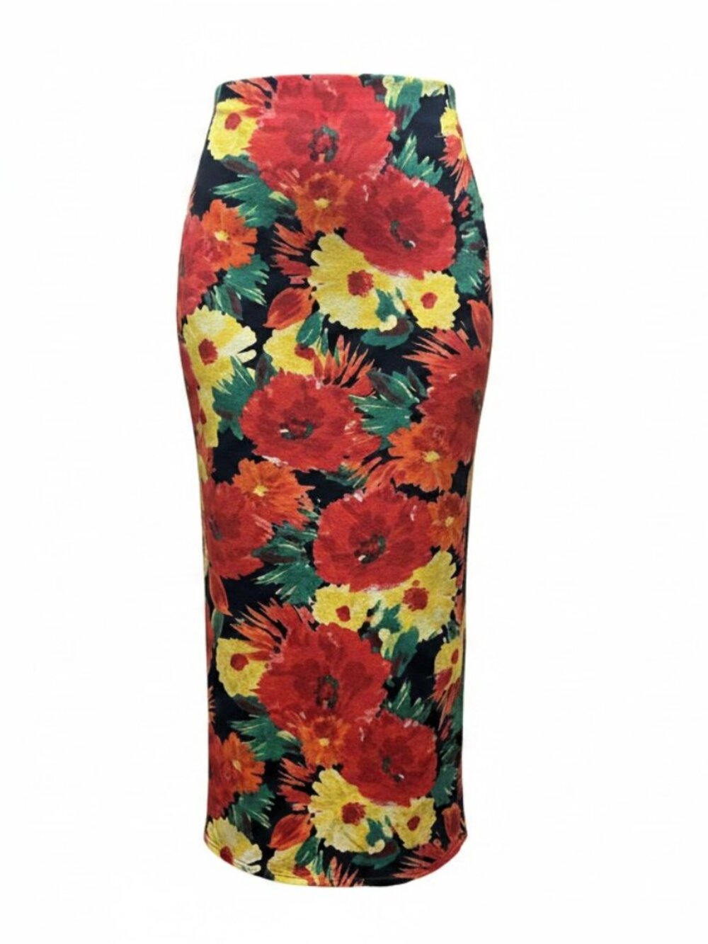Vibrant Bloom Statement Pencil Skirt